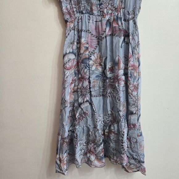 Elena Baldi Made in Italy Coquette Boho Romantic Sheer Silk Blend Midi Dress XL - Picture 4 of 12